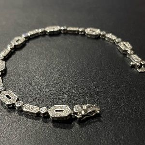 Sterling Silver CZ Diamond Link Bracelet
